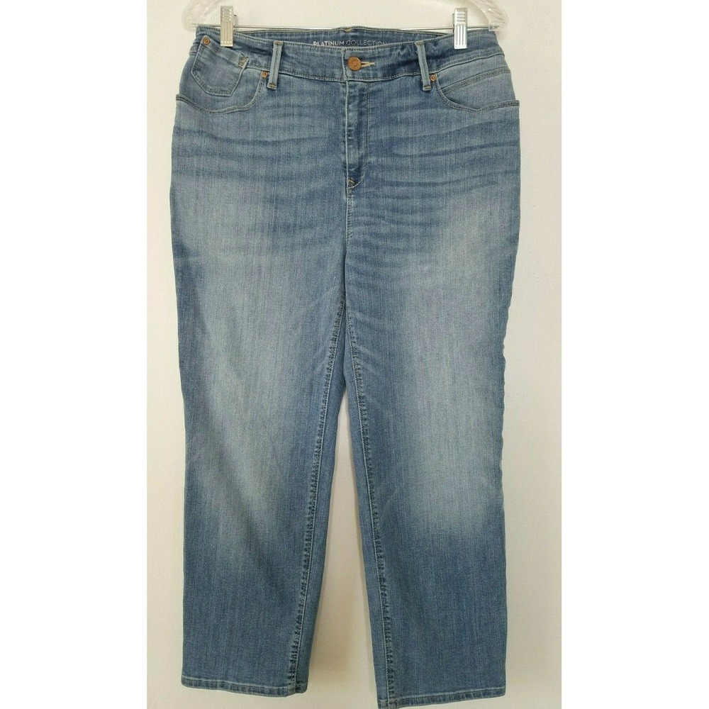 Chico's Platinum‎ Collection Cropped Jeans Size 1 Light Wash High Rise Straight